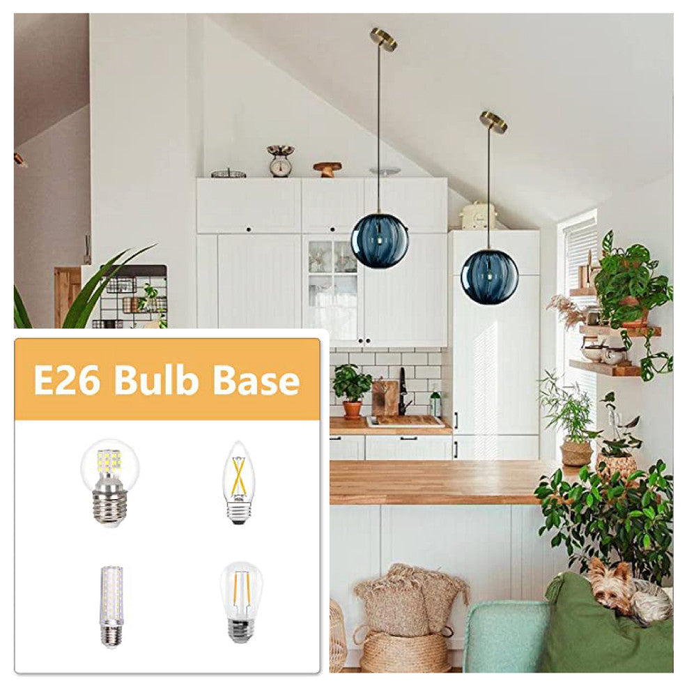 1-Light Pendant Large Entryway light fixture hanging Blue vintage globe Light