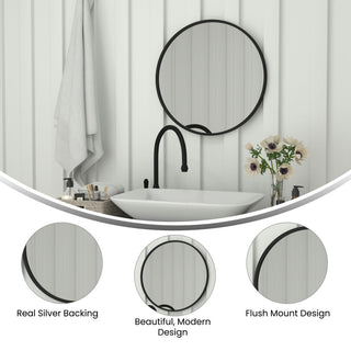 Black 24 Round Wall Mirror