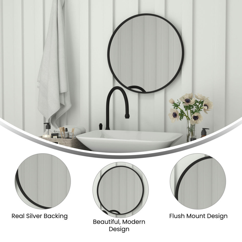 Black 24 Round Wall Mirror