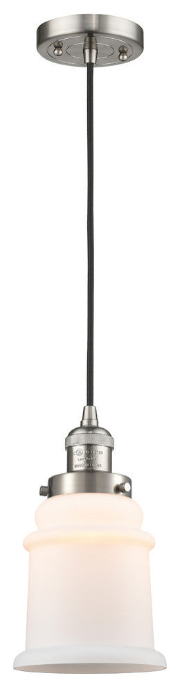 Canton 1-Light Mini Pendant, Brushed Satin Nickel, Matte White