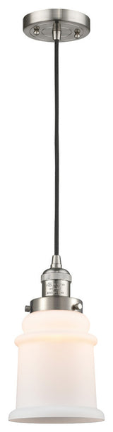 Canton 1-Light Mini Pendant, Brushed Satin Nickel, Matte White