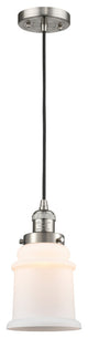 Canton 1-Light Mini Pendant, Brushed Satin Nickel, Matte White