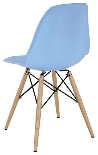 Light Blue Midcentury Modern Plastic Dining Chair, Set of 4