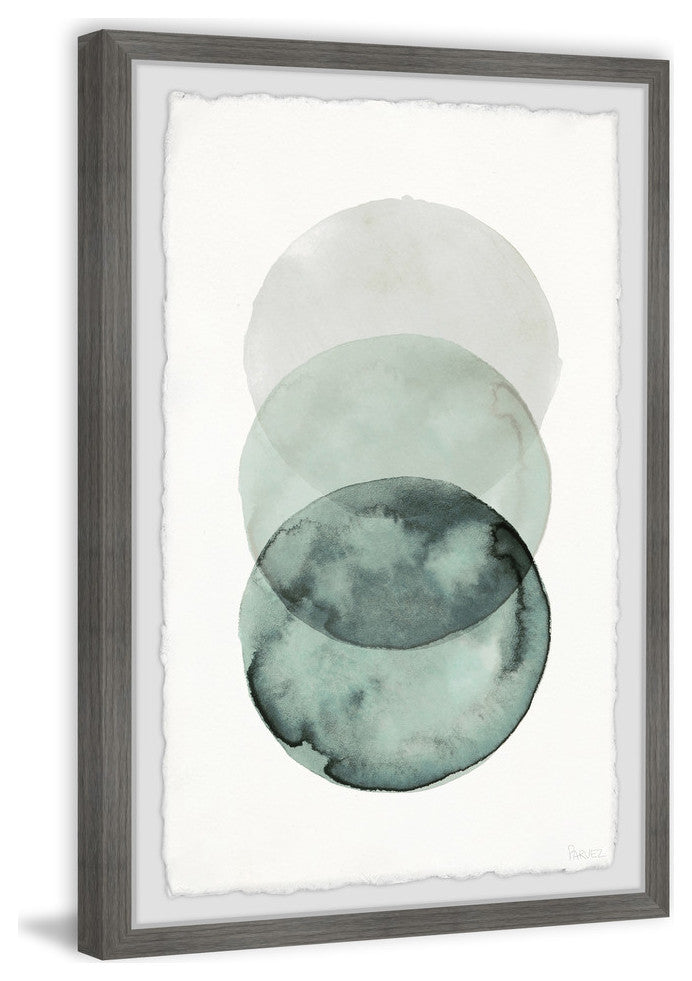 "Ombre Green Circles" Framed Painting Print, 8"x12"