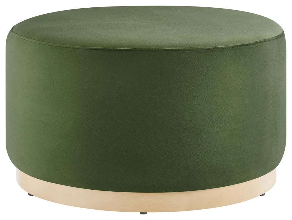 Tilden Large 29" Round Performance Velvet Upholstered Ottoman