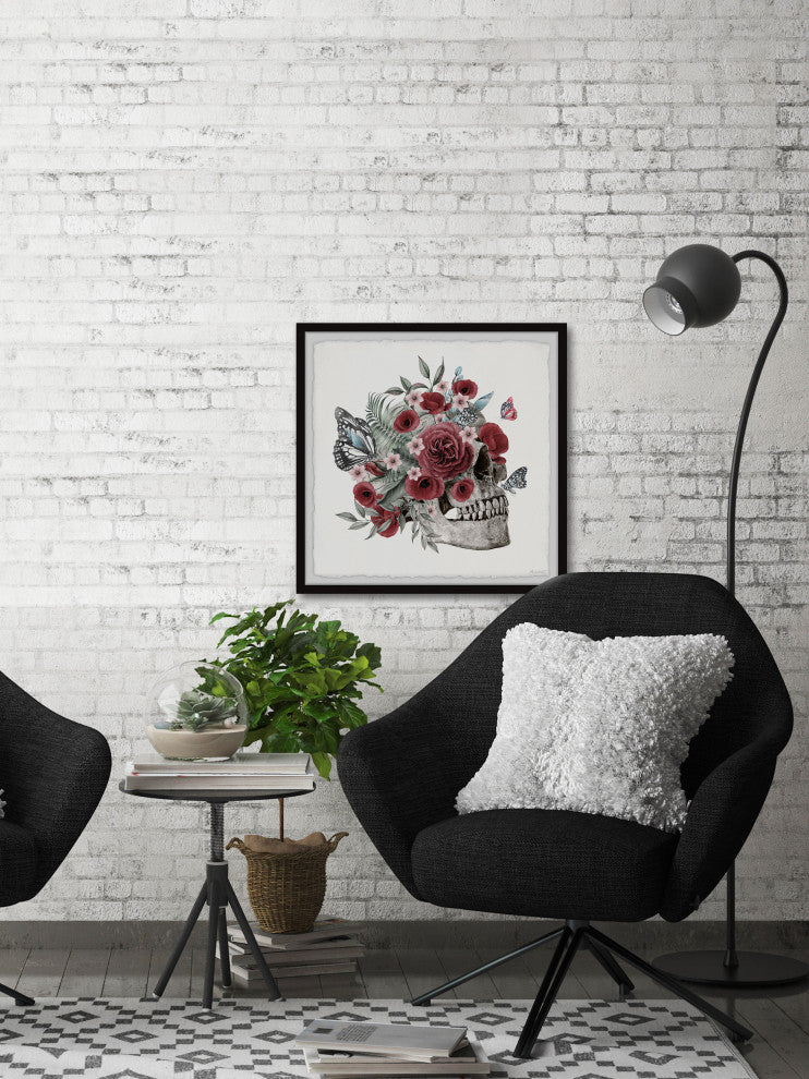 "Poppies and Peonies" Framed Painting Print, 18x18