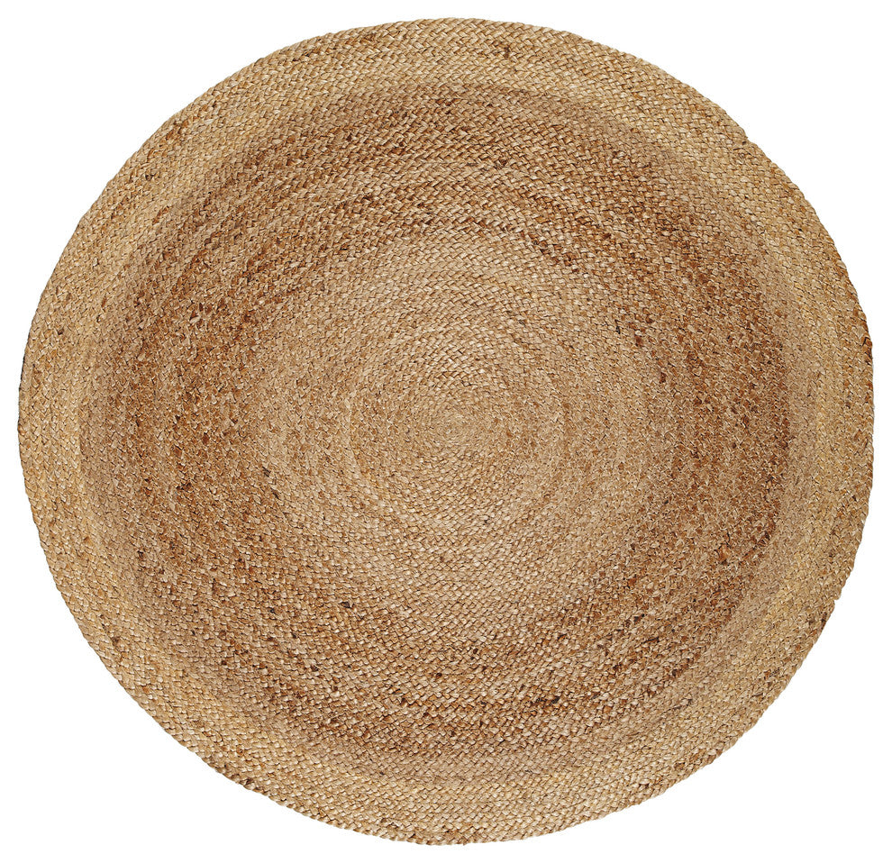 Kerala Natural Jute Rug, Natural and Brown, 8' Round