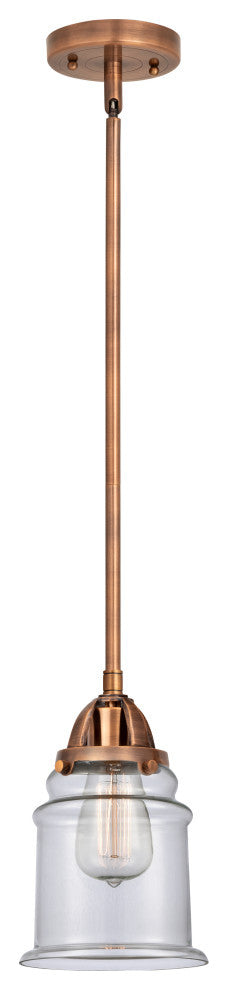 Canton Mini Pendant, Antique Copper, Clear, Clear