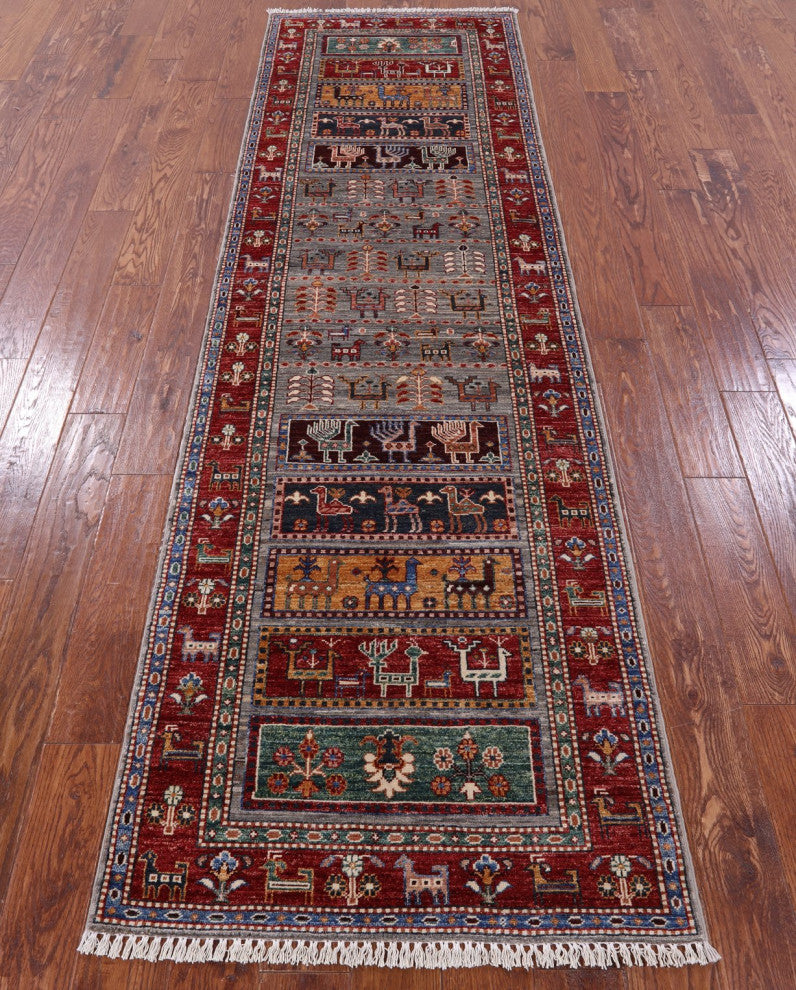 2' 10" X 9' 9" Persian Gabbeh Tribal Handmade Wool Runner Rug Q10468