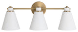 Capital Lighting 150131 Bradley 3 Light 24"W Vanity Light - Aged Brass / White