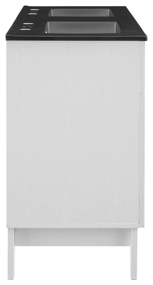 Isle 48" Double Bathroom Vanity Cabinet White Black