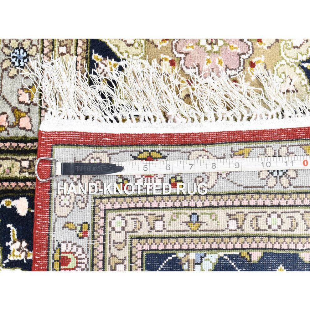 Rust Red, Kashan, 250 KPSI Silken Hand Knotted Oversized Rug, 12'1"x18'1"
