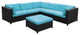 Wicker Outdoor Furniture Sectional Sofa Set, Cushions, Blue