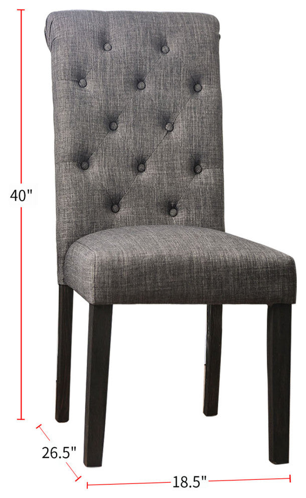Set of 2 Dining Chairs, Antique Black and Gray