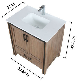 Ziva Transitional Rustic Barnwood 30" Single Vanity Set