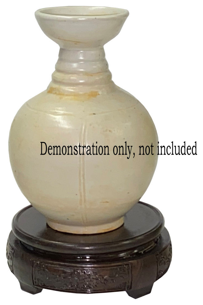 3" Oriental Motif Brown Wood Round Table Top Stand Riser Hws2894A