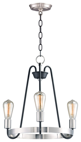 Maxim 11733 Haven 3 Light 18-1/2"W Mini Chandelier - Black / Satin Nickel
