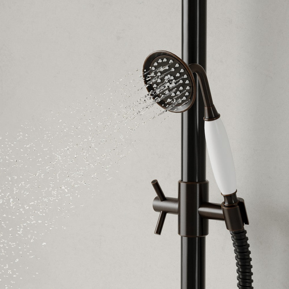 Vintage Bathroom Exposed Rainfall Shower System Handheld Shower Antique Black