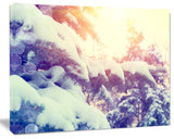 Winter Pine Trees in Mountains, Large Landscape Canvas Art, 60"x28"