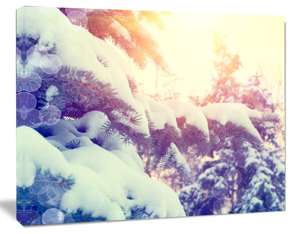 Winter Pine Trees in Mountains, Large Landscape Canvas Art, 60"x28"