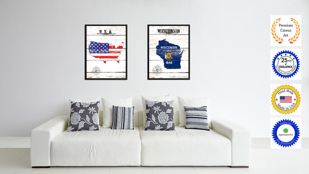Wisconsin State Flag Canvas, 28"x37"