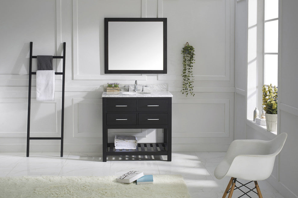 Caroline Estate 36" Single Bathroom Vanity Set Espresso, Marble Top