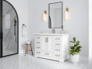 Boston 48 Single Sink Bath Vanity in White 2" Calacatta Nuvo