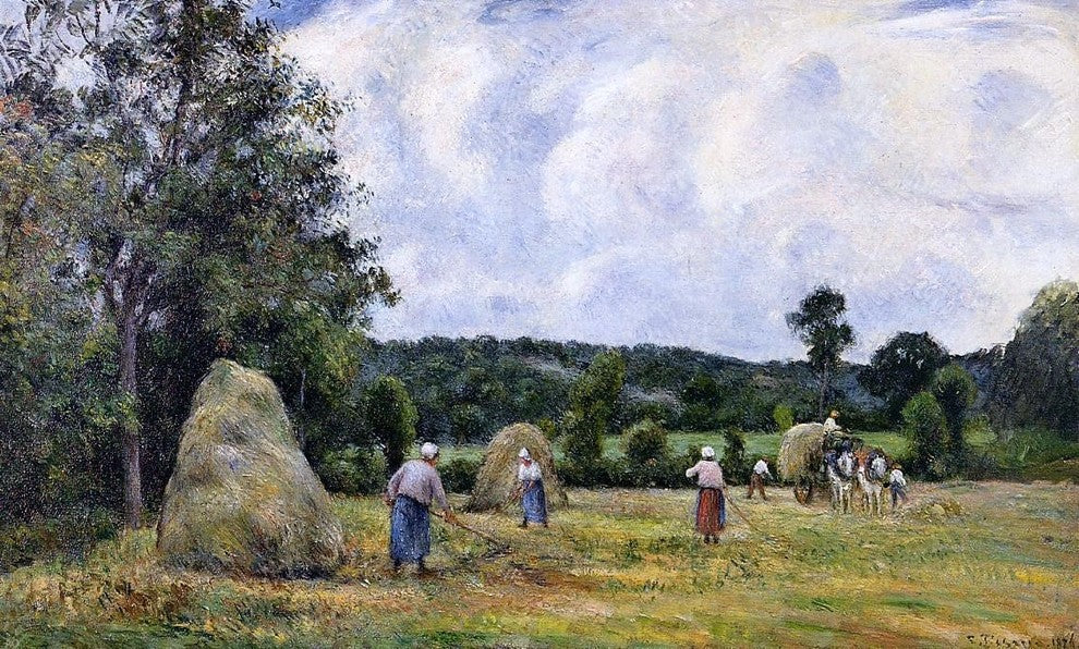 Camille Pissarro The Harvest at Montfoucault, Gallery Wrapped Canvas, 18"x27"