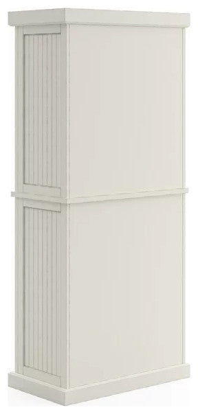 Tall Pantry Cabinet, 4 Doors & Large Drawer With Grooved Front Accent, Off White