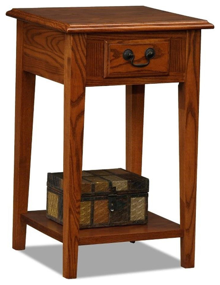 Leick Furniture Wood Shaker Square End Table in Medium Oak Finish