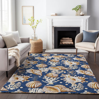 Addison Premium Washable Mayfield AMF185 Blue 5' x 7'6" Rug