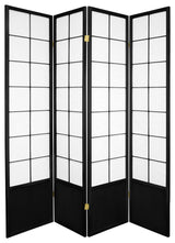 6' Tall Zen Shoji Screen, Black, 4 Panels