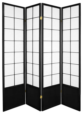 6' Tall Zen Shoji Screen, Black, 4 Panels