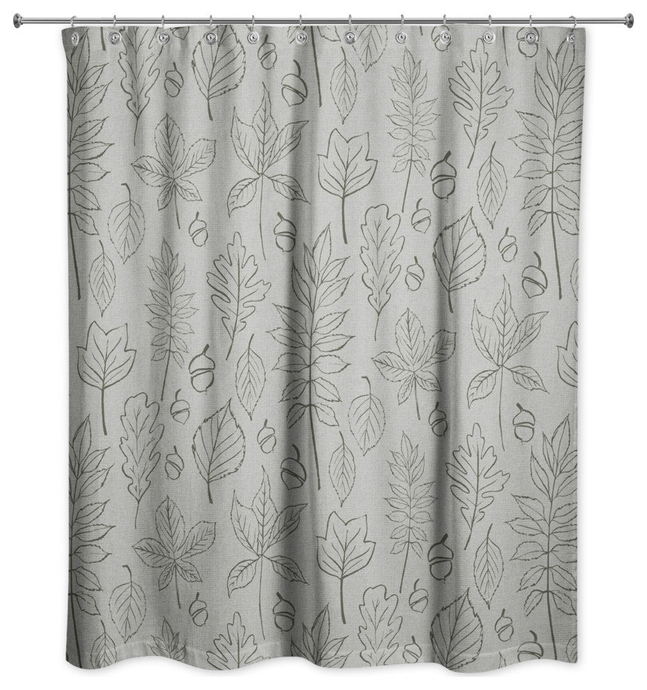 Green Leaf Pattern 71x74 Shower Curtain