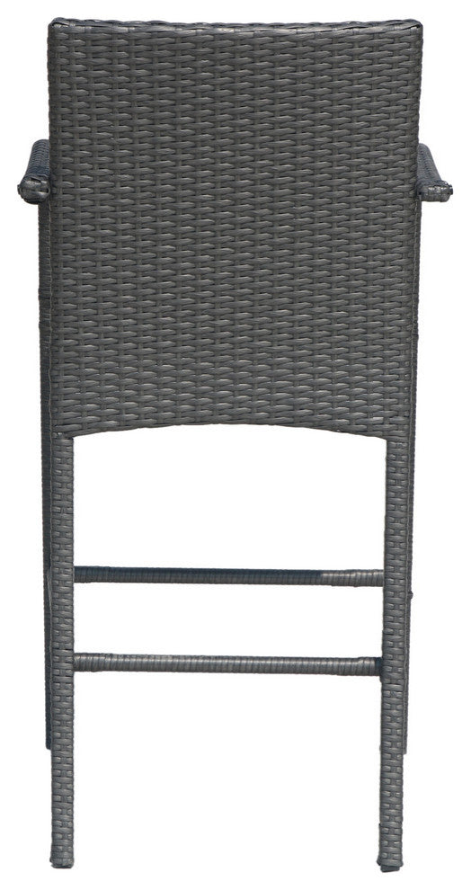 Beatrice Outdoor Wicker Barstool Chair, Set of 2, Gray