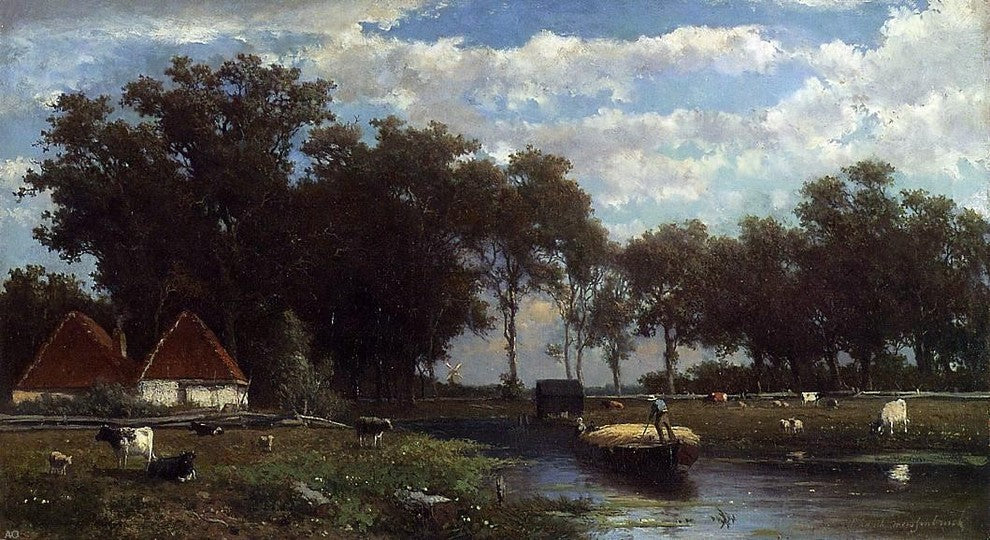 Johann Hendrik Weissenbruch The Hay Bridge, 15"x30" Gallery Wrapped Canvas