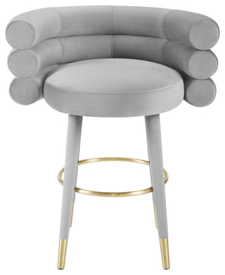 Betty Velvet Barstool, Grey, Counter Height
