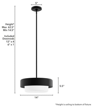 Station Natural Iron, Frosted Cased White Glass 2 Light Pendant Ceiling Light