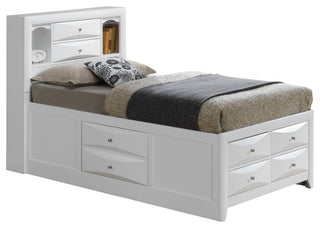 Marilla Twin Panel Bed With Storage, White