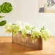 Minimalist Long Narrow Pitted Gold Oval Vase 21 in Wide Centerpiece Modern Brass