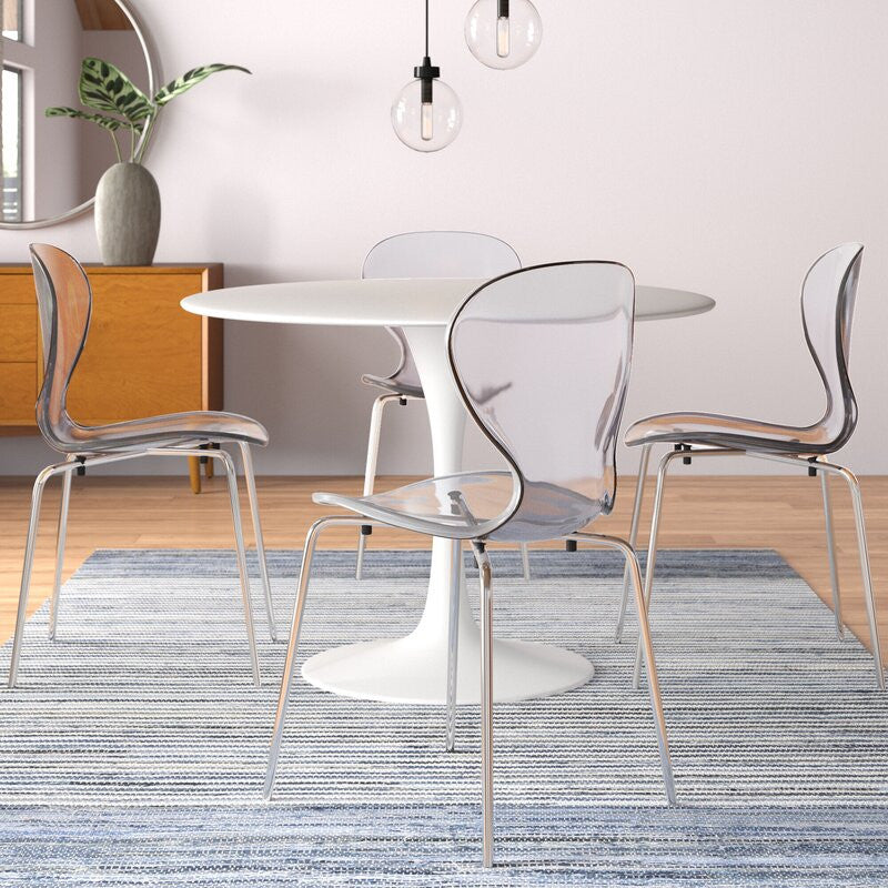 Stackable Plastic Dining Chair with Chrome Legs for Indoor and Outdoor Set of 2, Clear