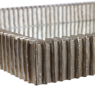 Uttermost 17732 Talmage 2-1/4"H x 20"W Glass Contemporary Serving - Silver Leaf