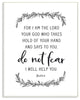 Do Not Fear Elegant Black and White Leaves Typography Wall Plaque Art, 10"x15"