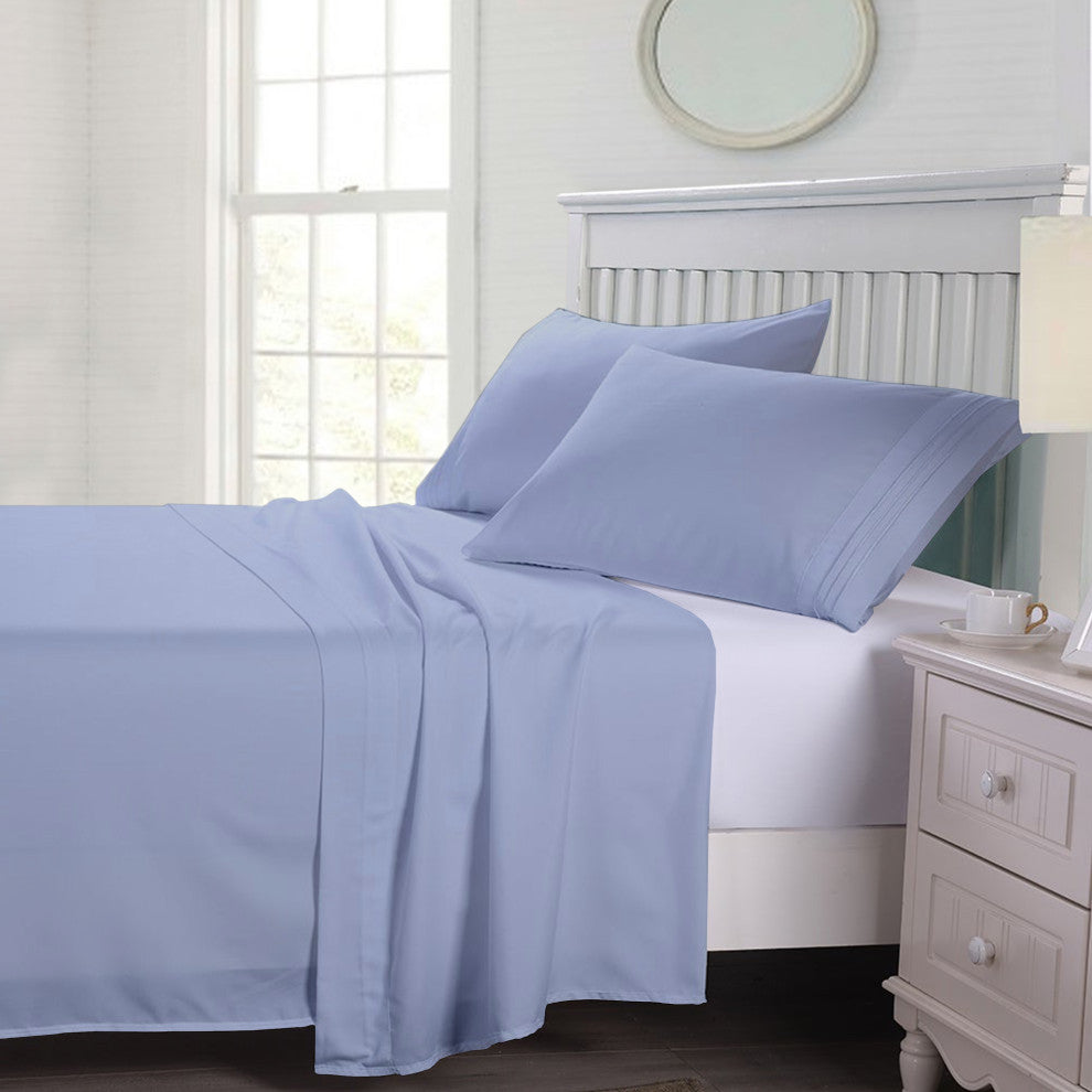 Organic Cotton Flat Sheet, Light Blue, King, 108"x105"