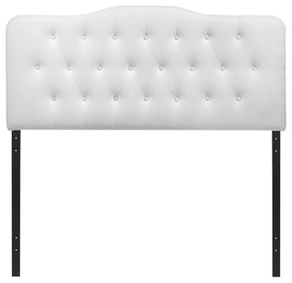 Modern Contemporary King Size Vinyl Headboard, White Faux Leather