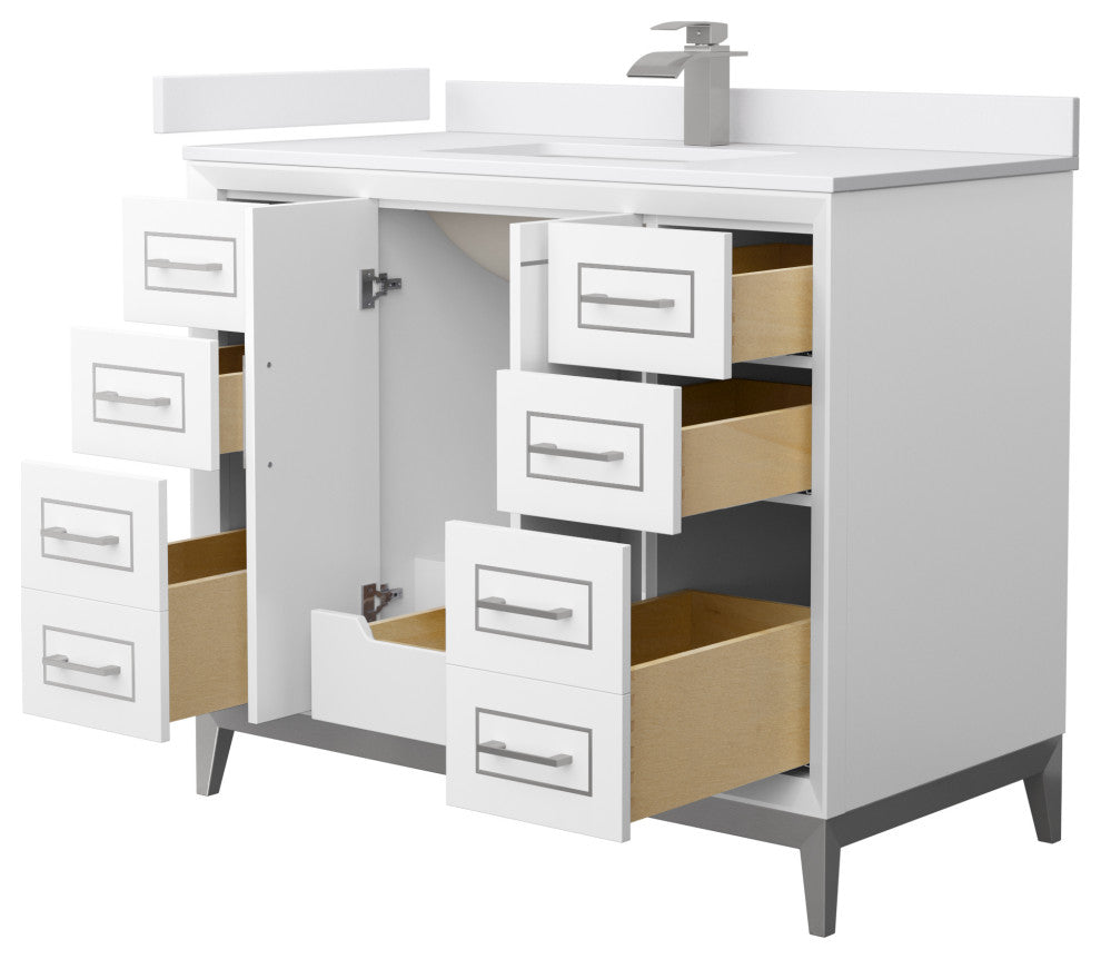 Marlena 42" Single Vanity, Cultured Top, Nickel Trim