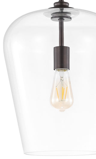 Hayes 11.25" 1-Light Iron/Glass LED Pendant, Oil Rubbed Bronze/Clear