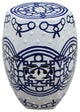 Blue and White Chinese Porcelain Garden Stool Line Patterned 19"