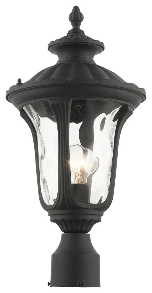 Textured Black Traditional, Victorian, Sculptural, Outdoor Post Top Lantern