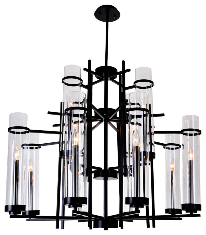 Sierra 12 Light Up Chandelier With Black Finish
